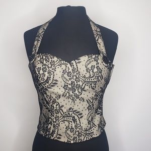 bebe • black/nude halter crop top